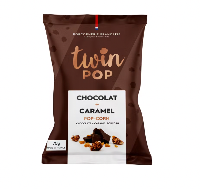 pop corn caramel et chocolat